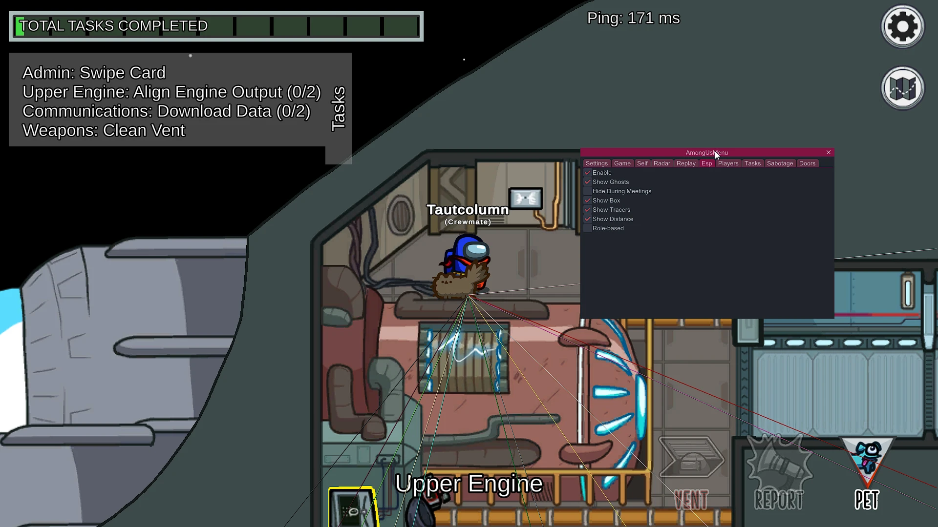 AmongUsMenu - HvH cheat do Among Us (Radarhack, wallhack, unlock vents, freecam)
