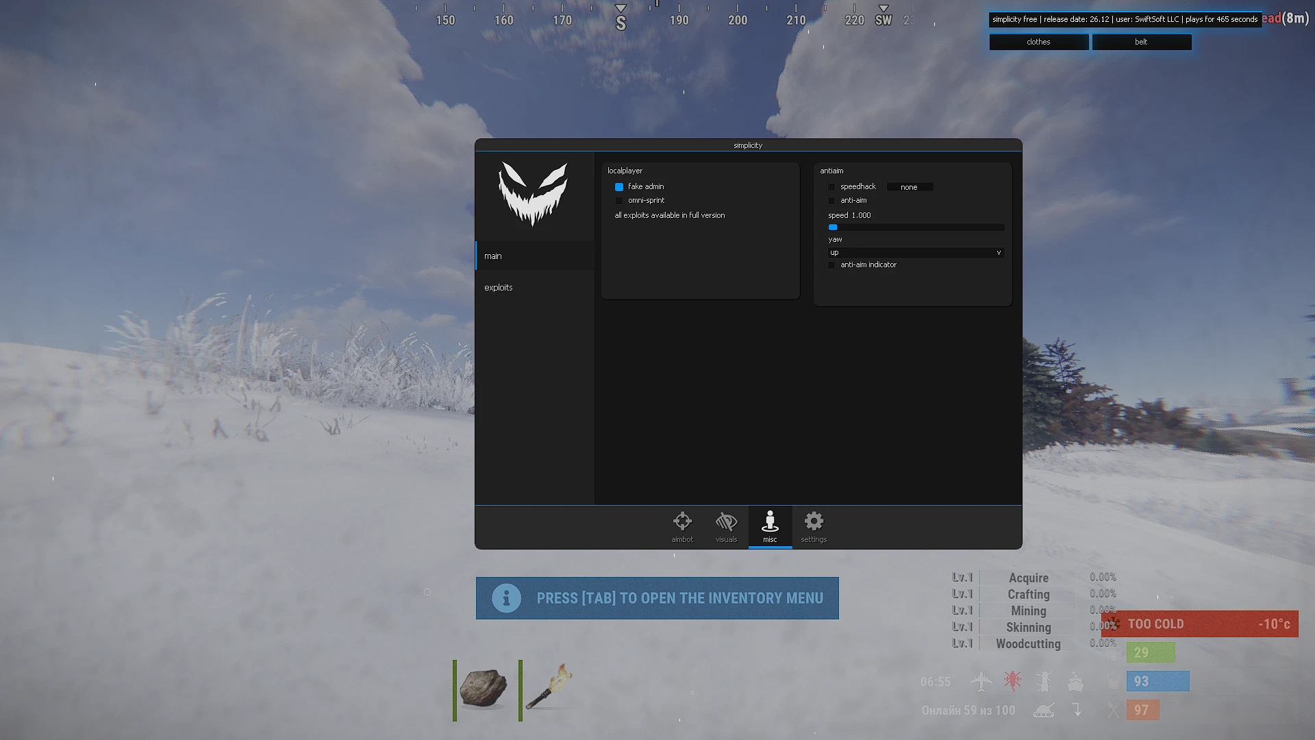 Simplicity - Pobierz darmowy hack do Rust Pirate + CFG (ESP, Unload, Aimbot)