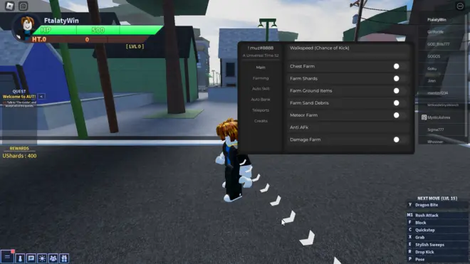 A Universal Time - Download roblox cheats for free (Auto Skills, Auto Farm)