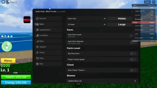 Blox Fruits - Darmowe cheaty do Roblox (Auto Farm, Fast Attack) | Redz Hub - Switch Hub