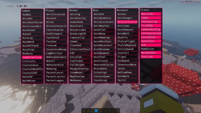 Aimbot, BedAura, HoleESP, AutoArmor - Minecraft Cheat-Client Lambda