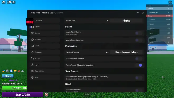 Meme Sea - Hacks for Roblox (AutoFarm, ESP) | Redz Hub
