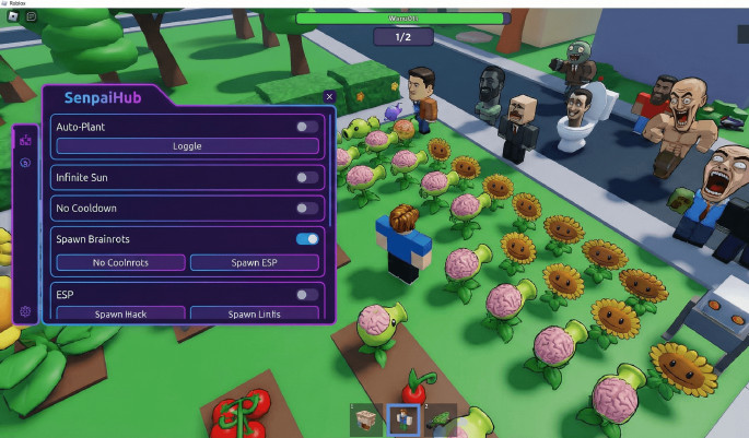 Plants Vs Brainrots - Roblox үшін Скрипттер & Читтер (Auto Place, Infinite Sun, God Mode) | SenpaiHub - FryzerHub
