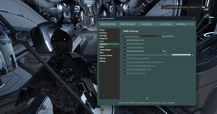 WarframeHelper - Cheat interno gratuito para Warframe